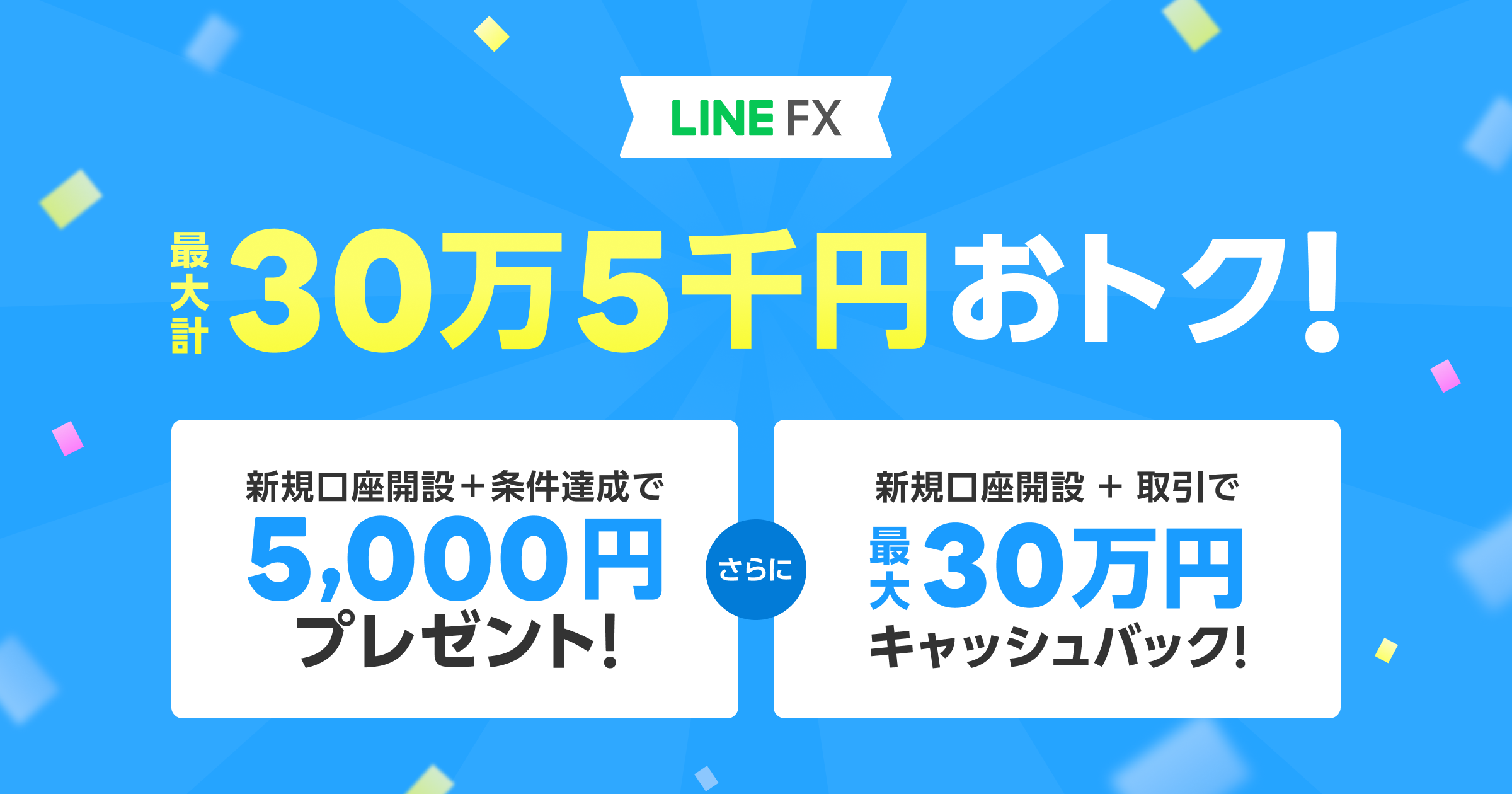 LINE FX 最大計30万円５千円おトク！